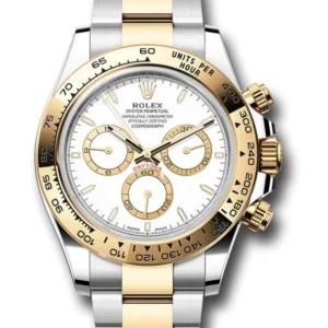 Rolex Yellow Rolesor Cosmograph Daytona Watch - Fixed Bezel - White Index Dial - Oyster Bracelet