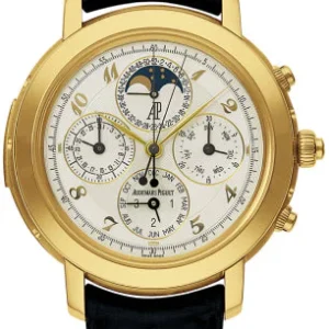 Audemars Piguet Jules Audemars 42 mm Grande Complication Yellow Gold Silver Arabic Dial & Fixed Bezel Leather Bracelet - 25866BA.OO.D002CR.02