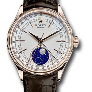 Rolex Cellini Moonphase Watch - Everose Gold - White Dial