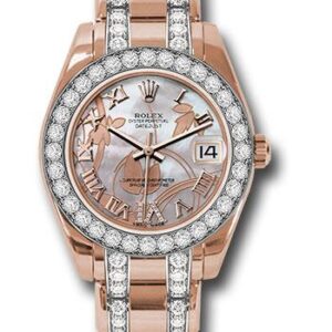 Rolex Everose Gold Datejust Pearlmaster 34 Watch - 32 Diamond Bezel - Goldust Dream Roman Dial - 81285 gdddrdp