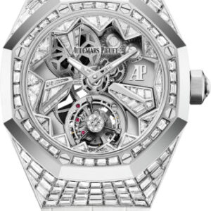 Audemars Piguet Royal Oak Concept Flying Tourbillon 38.5mm White Gold Diamond Paved Alligator Leather Strap | 26228BC.ZZ.D011CR.01